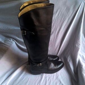 Frye 77560 Black Leather Western Pull On Belted Knee High Boots Womens Size 9